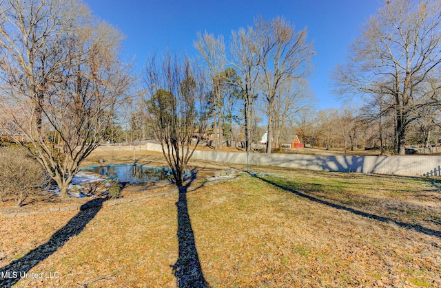 view of yard with a water view