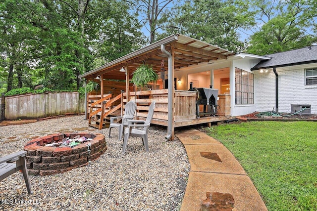 102 Holly Trl, Brandon, MS 39047 - view of patio / terrace featuring a fire pit