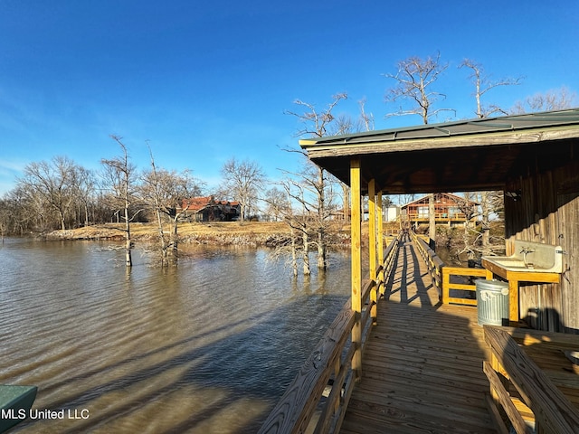 view of dock featuring a water view