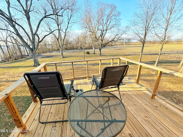 deck featuring a rural view