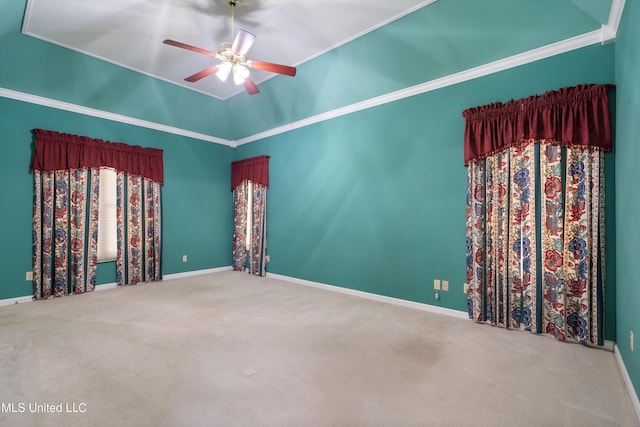 8136 Saddlebrook Cv, Olive Branch, MS 38654 - carpeted spare room featuring ornamental molding and a ceiling fan