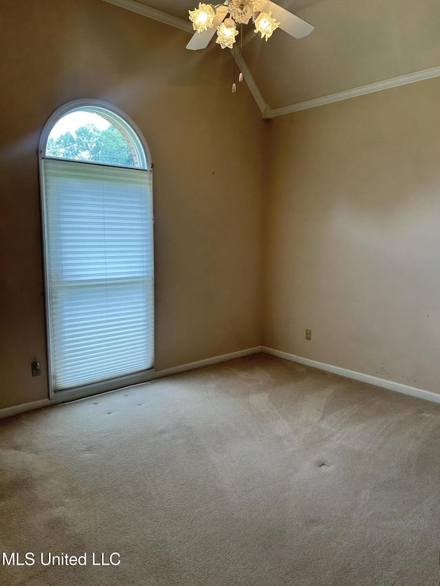 8136 Saddlebrook Cv, Olive Branch, MS 38654 - spare room with ornamental molding, carpet, and ceiling fan