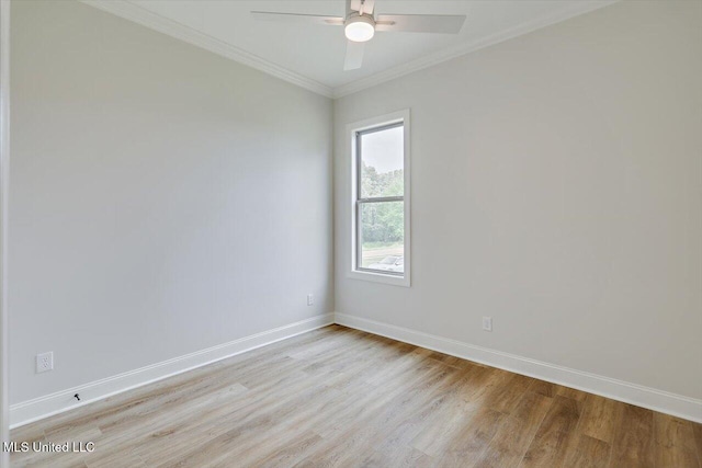 104 Brents Xing, Clinton, MS 39056 - spare room featuring light wood finished floors, baseboards, ceiling fan, and crown molding