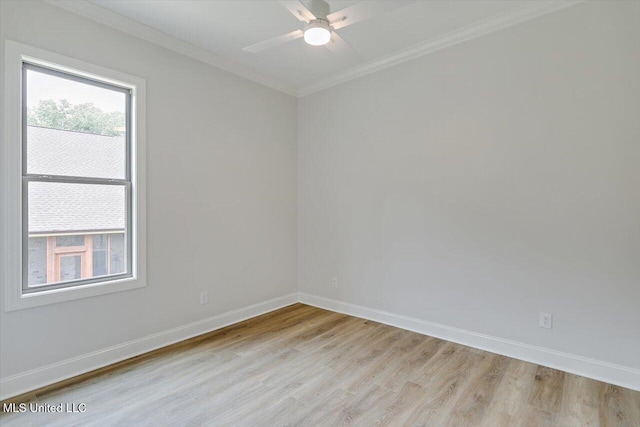 104 Brents Xing, Clinton, MS 39056 - empty room featuring ornamental molding, baseboards, light wood-style floors, and a ceiling fan