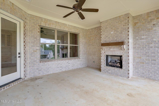 104 Brents Xing, Clinton, MS 39056 - view of patio featuring an outdoor brick fireplace and ceiling fan