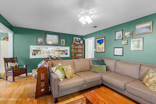 living room with hardwood / wood-style floors