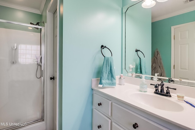 13061 Jordan Pl, Gulfport, MS 39503 - full bath with a stall shower, vanity, and ornamental molding