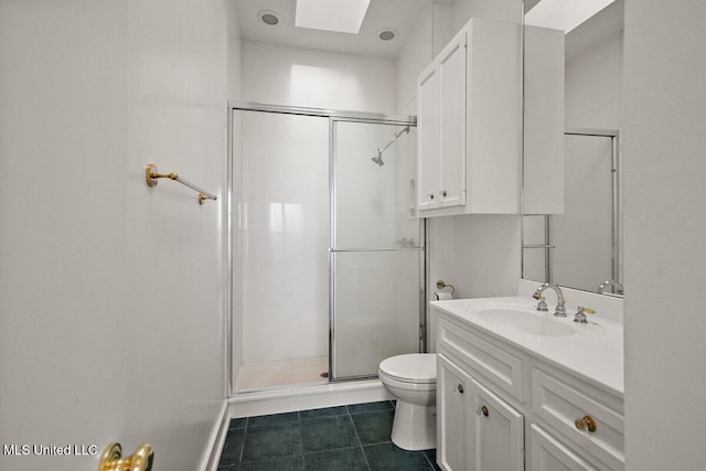 21 Breakers Ln, Ridgeland, MS 39157 - bathroom with a stall shower, toilet, vanity, and tile patterned floors
