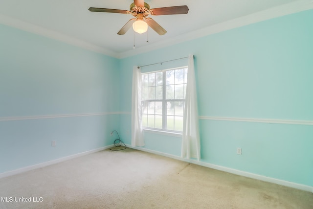 16383 Clearwater Cir, Gulfport, MS 39503 - spare room featuring carpet, ceiling fan, and crown molding