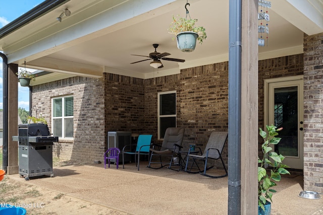 view of patio / terrace featuring grilling area and ceiling fan