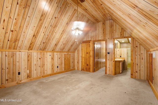 48 Brady Rd, Petal, MS 39465 - bonus room featuring lofted ceiling, wood walls, and carpet floors