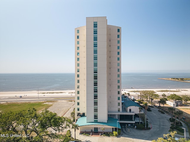 property view of water with a beach view