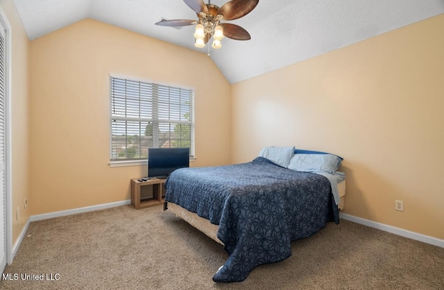 7669 Meadow Ridge Ln, Olive Branch, MS 38654 - carpeted bedroom with lofted ceiling, baseboards, a ceiling fan, and a closet