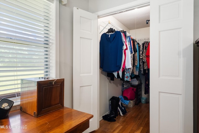 interior space with hardwood / wood-style flooring