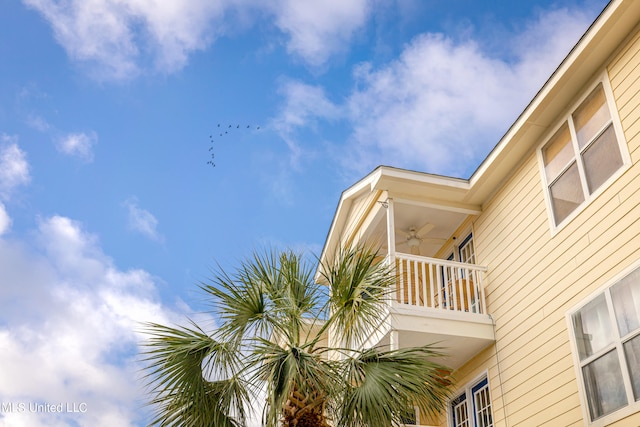 view of home's exterior featuring a balcony