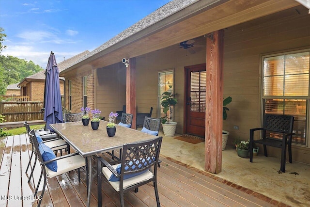131 Stillhouse Creek Dr, Madison, MS 39110 - wooden deck with outdoor dining area and a ceiling fan