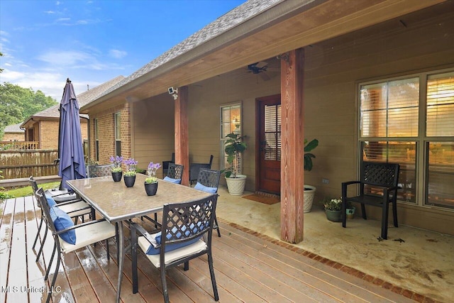 131 Stillhouse Creek Dr, Madison, MS 39110 - wooden terrace featuring outdoor dining area and a ceiling fan