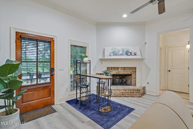 131 Stillhouse Creek Dr, Madison, MS 39110 - foyer featuring wood finished floors, ceiling fan, ornamental molding, baseboards, and recessed lighting