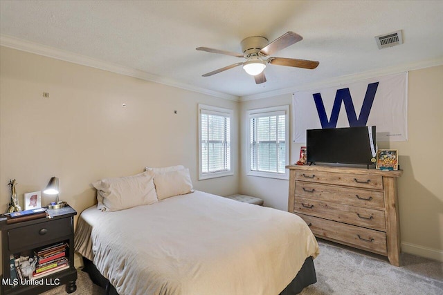 210 Planters Grv, Brandon, MS 39047 - bedroom with ornamental molding, light carpet, baseboards, and ceiling fan