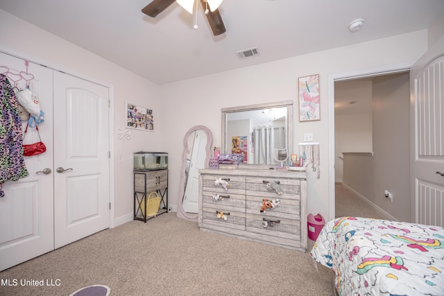 18108 Steamer Way, Gulfport, MS 39503 - bedroom with carpet, a closet, a ceiling fan, and baseboards