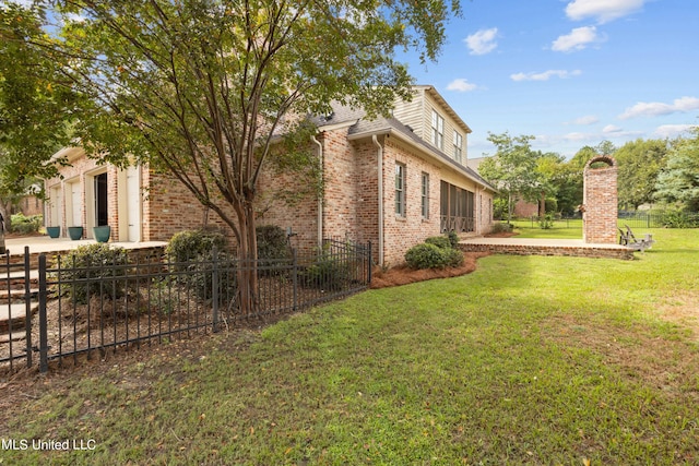 view of yard featuring a garage