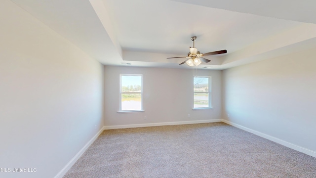 7881 Gardendale Dr, Olive Branch, MS 38654 - spare room with a raised ceiling, a ceiling fan, healthy amount of natural light, and light carpet