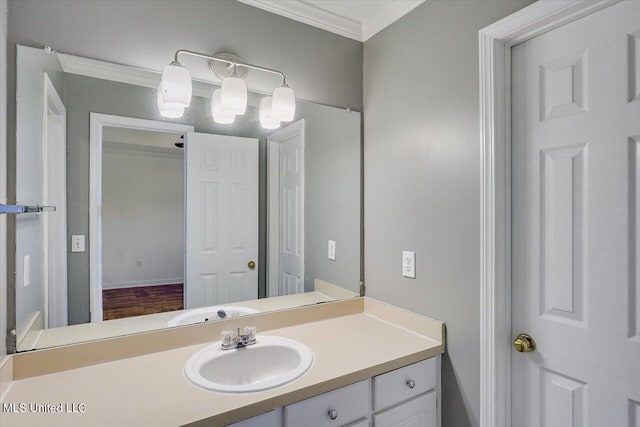 128 Chestnut Dr, Brandon, MS 39047 - bathroom with crown molding and vanity
