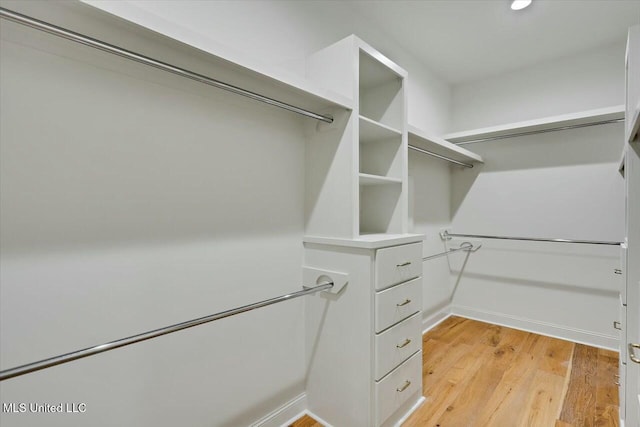 spacious closet with light wood finished floors