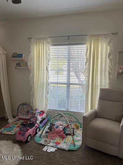 carpeted bedroom featuring multiple windows