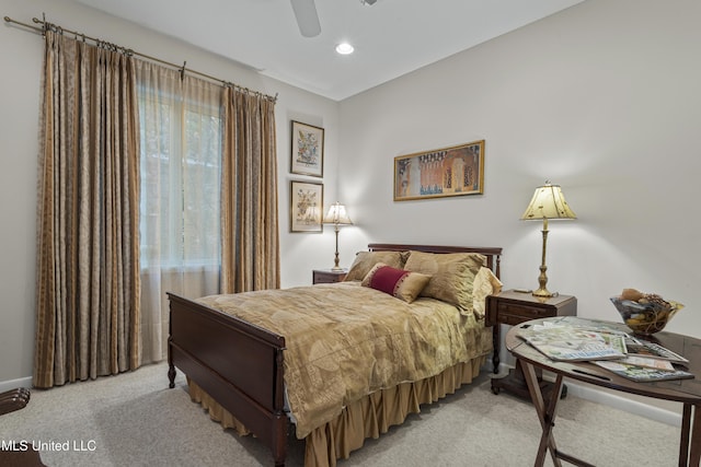 7395 Live Oak Way, Pass Christian, MS 39571 - bedroom with light colored carpet, recessed lighting, and a ceiling fan