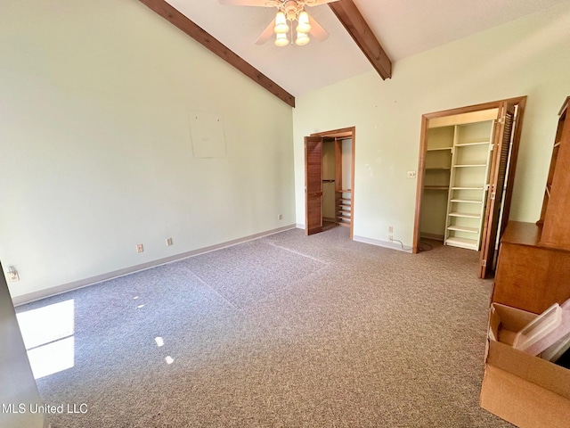 577 W Lakeshore Dr, Carriere, MS 39426 - unfurnished bedroom featuring two closets, carpet floors, baseboards, and a ceiling fan
