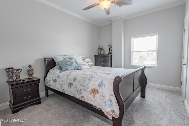 5004 Oak St, Bay Saint Louis, MS 39520 - carpeted bedroom featuring ornamental molding and a ceiling fan