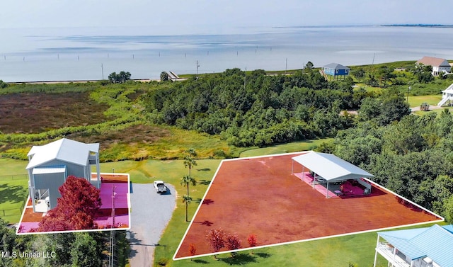 5004 Oak St, Bay Saint Louis, MS 39520 - aerial overview of property's location with property boundaries highlighted and a nearby body of water