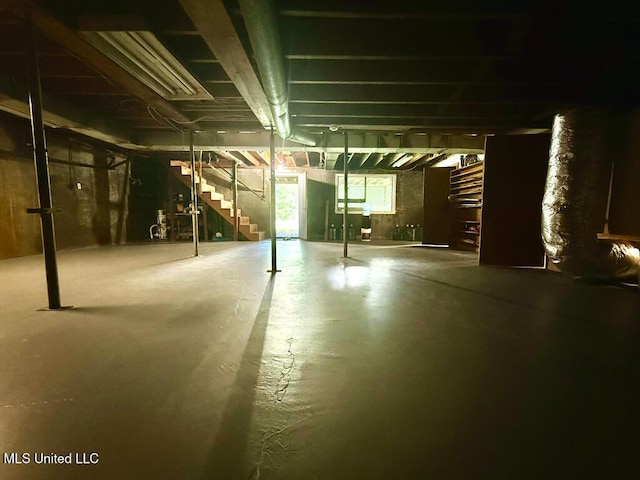 below grade area featuring stairway