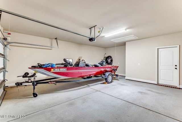 garage with a garage door opener