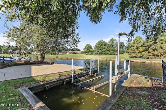 dock area featuring a water view