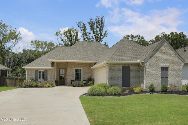 168 Shore View Dr, Madison, MS 39110 - french country style house with driveway, an attached garage, a shingled roof, and brick siding