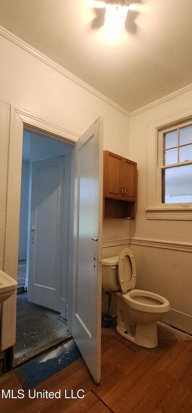 1900 Alta Woods Blvd, Jackson, MS 39204 - bathroom featuring crown molding, toilet, and wood finished floors