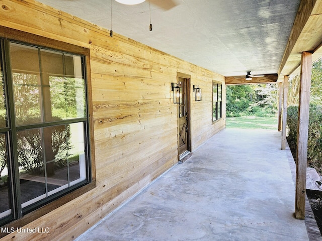 view of patio / terrace with ceiling fan