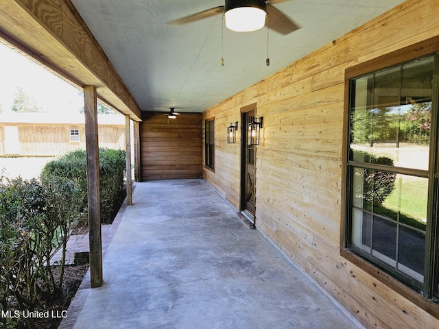 view of patio with ceiling fan