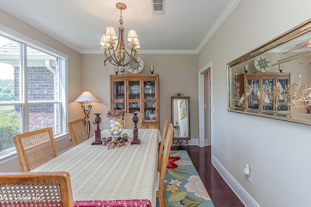 1000 Cedar Hill Rd, Madison, MS 39110 - dining room with a chandelier, wood finished floors, crown molding, and baseboards