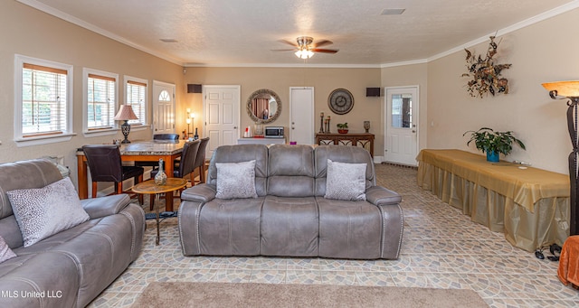 1000 Cedar Hill Rd, Madison, MS 39110 - living room with a ceiling fan and crown molding