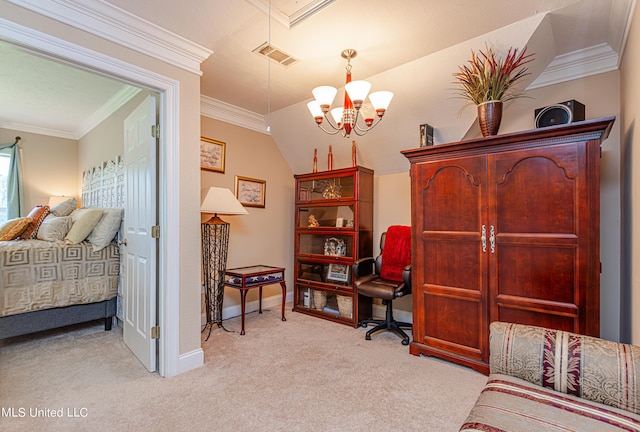 1000 Cedar Hill Rd, Madison, MS 39110 - living area featuring a chandelier, carpet flooring, crown molding, and baseboards