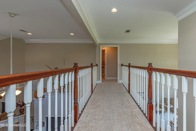 1000 Cedar Hill Rd, Madison, MS 39110 - corridor with crown molding, carpet floors, baseboards, and recessed lighting