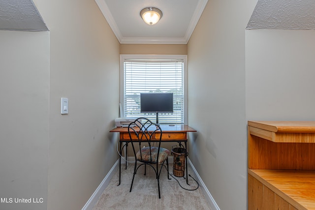 1000 Cedar Hill Rd, Madison, MS 39110 - carpeted home office featuring baseboards and crown molding