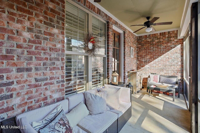 view of patio featuring outdoor lounge area and ceiling fan