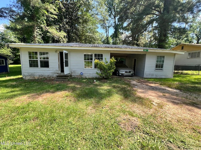 4515 25th St, Meridian, MS 39307 - single story home with an attached carport, a front yard, driveway, and entry steps