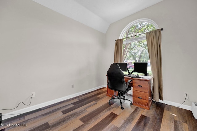 8968 Tahoe Cv, Olive Branch, MS 38654 - office featuring wood finished floors and lofted ceiling