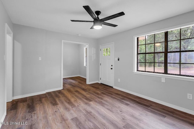29 Summer Ln, Poplarville, MS 39470 - foyer entrance featuring ceiling fan, baseboards, and wood finished floors