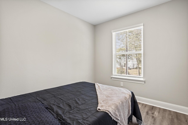 bedroom with hardwood / wood-style flooring